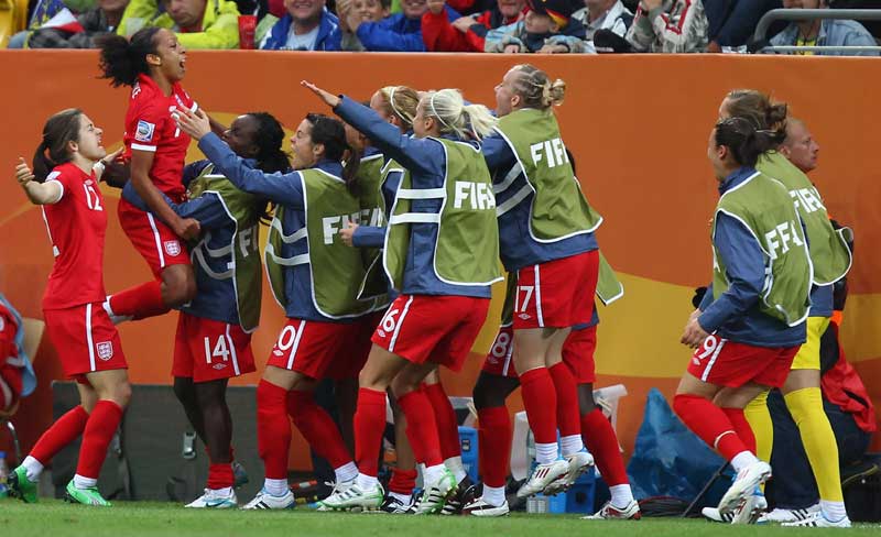 Jess Clarke celebrates scoring the winning goal against New Zealand.
